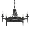 Cartwheel Multi Arm Ceiling Light In Black Finish Wrought Iron