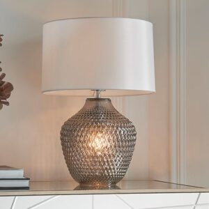 Chelworth 2 Lights White Fabric Shade Table Lamp In Chrome