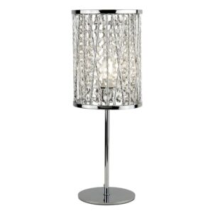 Elise 1 Light Table Lamp In Chrome With Crystal Drops