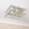 Flush Box Chrome Ceiling Light With Clear Bevelled Glass
