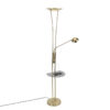 Gold floor lamp with reading arm incl. LED and USB port - Seville