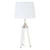 Haloca White Fabric Shade Table Lamp With Nickel Tripod Base