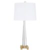 Hanoa White Fabric Shade Table Lamp With Tower Crystal Base