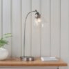 Hansen Clear Glass Shade Task Table Lamp In Brushed Silver