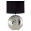 Hattoie Black Fabric Shade Table Lamp With Silver Ceramic Base