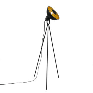 Industrial floor lamp tripod black with gold – Magna Basic 25