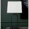 Lucasto Natural Fabric Shade Table Lamp With Black Metal Base