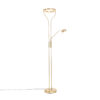 Modern floor lamp gold with reading arm incl. LED and dimmer - Divo