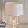 Westcombe 2 Lights White Shade Table Lamp With Clear Glass Base