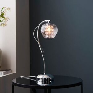 Cardiff Mesmer Clear Ribbed Glass Table Lamp In Chrome