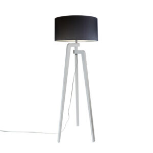 Floor lamp tripod white with shade 50 cm black - Puros