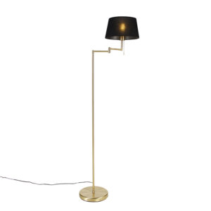 Classic floor lamp brass with black shade adjustable - Ladas