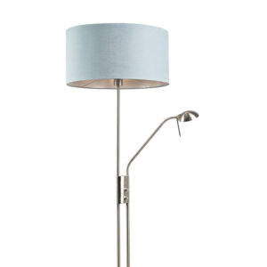 Floor lamp steel and blue with adjustable reading arm – Luxor