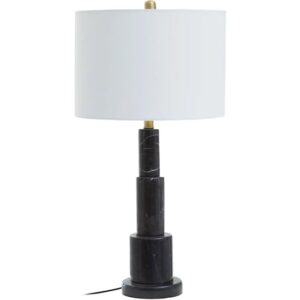 Epinal White Shade Table Lamp With Black Marble Base