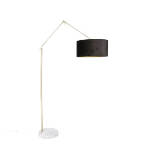 Modern floor lamp gold velor shade black 50 cm - Editor