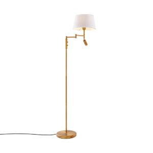 Bronze floor lamp with white shade and adjustable reading lamp – Ladas