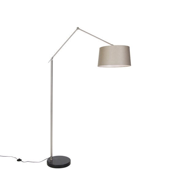 Modern floor lamp steel with shade taupe 45 cm - Editor