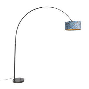 Arc lamp black velor shade butterfly design with gold 50 cm – XXL