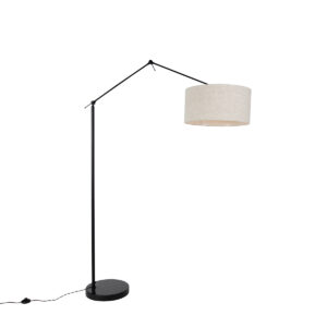 Floor lamp black with shade light gray 50 cm adjustable – Editor