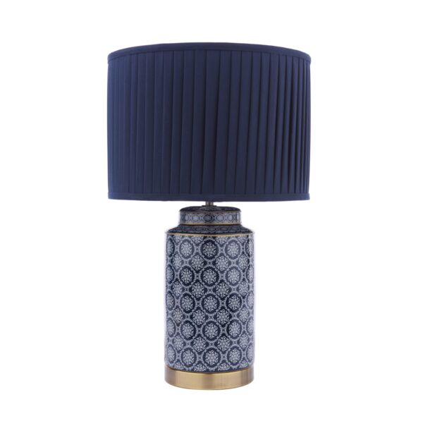 Laura Ashley Knipton Table Lamp In Blue Ceramic And Antique Brass With Shade LA3756612-Q