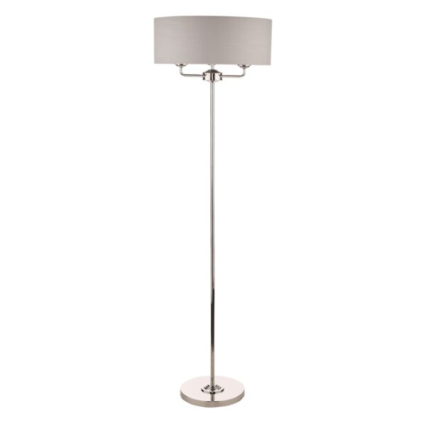 Laura Ashley Sorrento 3 Light Floor Lamp in Polished Nickel with Silver Shade