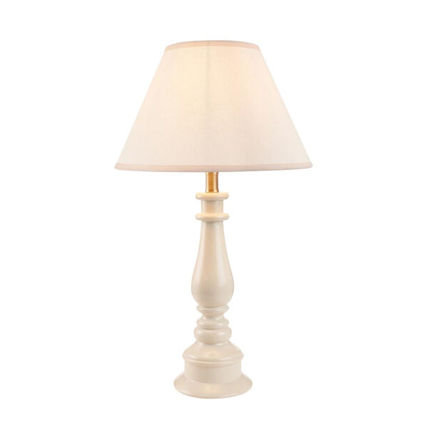 Lenoir White 30cm Shade Resin Table Lamp In Almond White