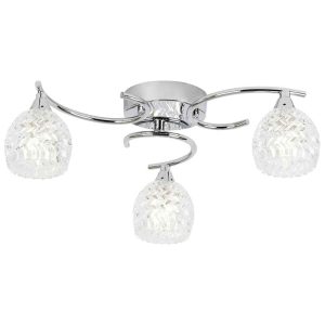 Barco 3 Lights Glass Flush Ceiling Light In Chrome
