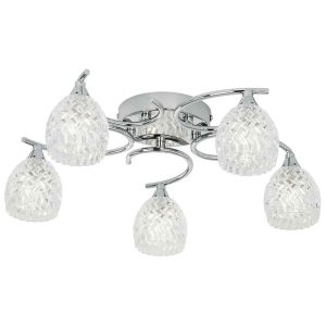 Barco 5 Lights Glass Flush Ceiling Light In Chrome