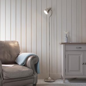 Canton Metal Floor Lamp In Bright Nickel