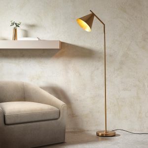 Carlisle Metal Floor Lamp In Brushed Antique Brass