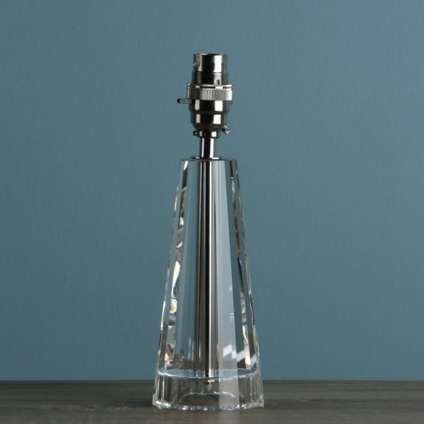 Laura Ashley Blake Cut Glass Crystal Obelisk Small Table Lamp Base In Polished Chrome Finish
