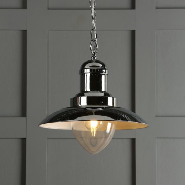 Laura Ashley Corbridge1 Light Fisherman Nautical Ceiling Pendant Light in Polished Chrome