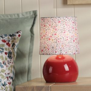 Laura Ashley Knowlton Table Lamp In Pink Crackle Glaze With Shade LA3756617-Q