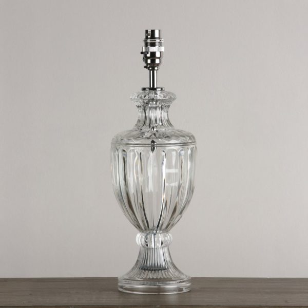 Laura Ashley Meredith Cut Glass Small Urn Table Lamp Base In Polished Chrome Finish