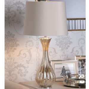 Laura Ashley Nevern Champagne Glass Table Lamp With Ivory Faux Silk Shade LA3756239-Q
