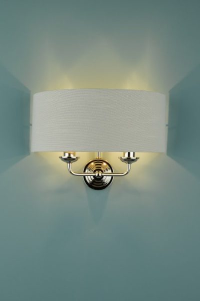 Laura Ashley Sorrento 2 Light Wall Light in Polished Nickel with Silver Shade