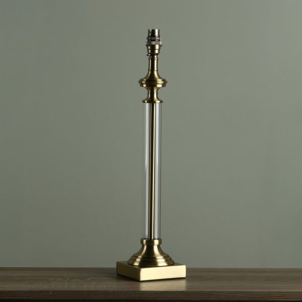 Laura Ashley Winston Glass Candlestick Table Lamp Base In Antique Brass Finish