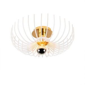 Aspendos Small Metal Semi-Flush Ceiling Light in White