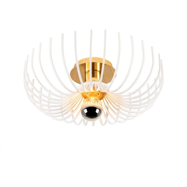 Aspendos Small Metal Semi-Flush Ceiling Light in White