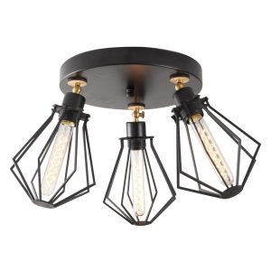 Oylat 3 Light Metal Ceiling Light in Black
