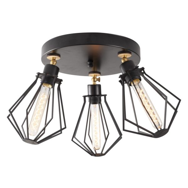 Oylat 3 Light Metal Ceiling Light in Black