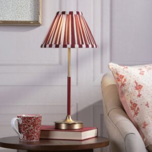 Laura Ashley Denwick Table Lamp In Matt Antique Brass With Red Stripy Shade LA3756675-Q