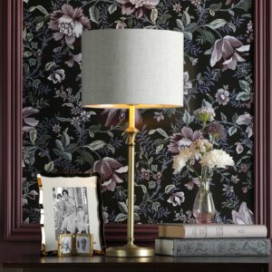 Laura Ashley Highgrove Table Lamp In Antique Brass With Natural Linen Shade