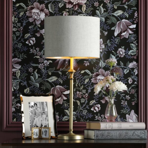 Laura Ashley Highgrove Table Lamp In Antique Brass With Natural Linen Shade